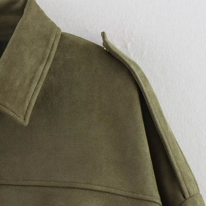 Faux Suede Bomber Jacket